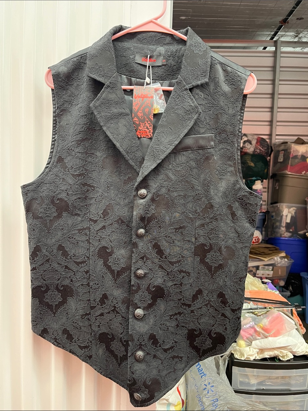 Tailored Black Jacquard Men's Dress Vest